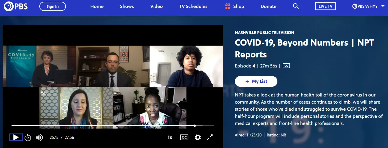 Dr. Aimalohi A. Ahonkhai discusses racial disparities in COVID-19 within the context of her HIV Research on PBS.